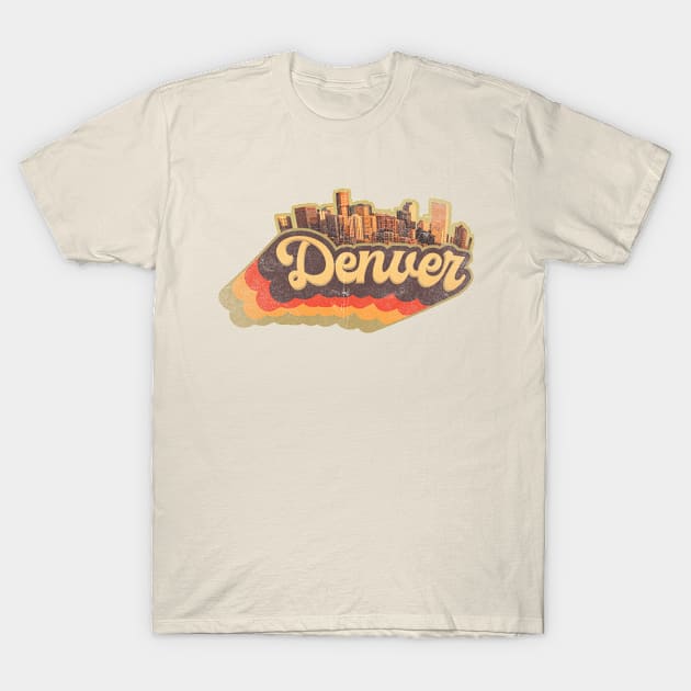 Denver Skyline Vintage Retro T-Shirt Gift - Denver Colorado - Denver Tourist Gift - Denver Hometown T-Shirt T-Shirt T-Shirt by Happy as I travel